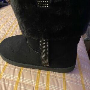 Fashion Nova Black Studded Winter Boots